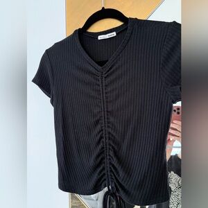 ❌ CONSIGNED ❌ Reformation black knit short sleeve shirt top cinching front M